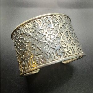 Retired Silpada Sterling Silver 925 Wide Intricate Cuff Bracelet Filigree
